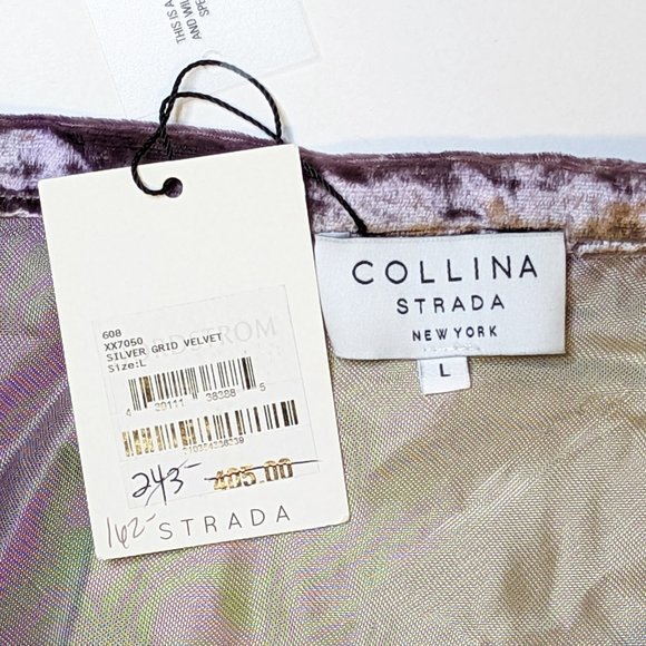 Collina Strada Yod Maxi Skirt Silver Grid Velvet L NEW $405 Bias Cut Midi - Picture 8 of 12